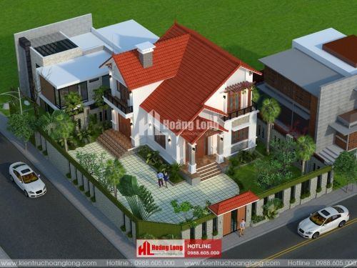 Phong thủy mái nhà biệt thự 2 tầng tại Nam Đàn HL51114