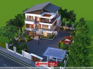 Phong thủy cổng nhà biệt thự 3 tầng tại Cẩm Phả HL51259