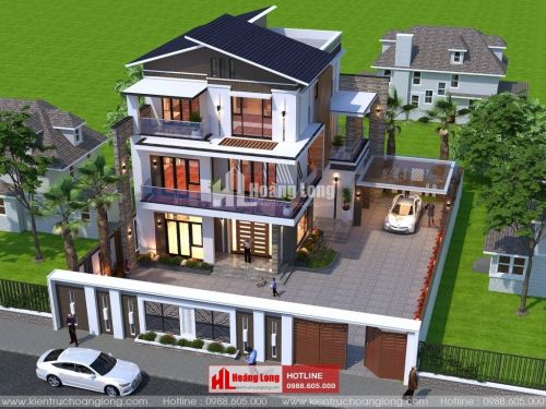 Thiết kế biệt thự 3 tầng mái Thái tại Bỉm Sơn HL51321