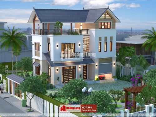 Thiết kế sân vườn biệt thự 3 tầng tại Vĩnh Yên HL51593