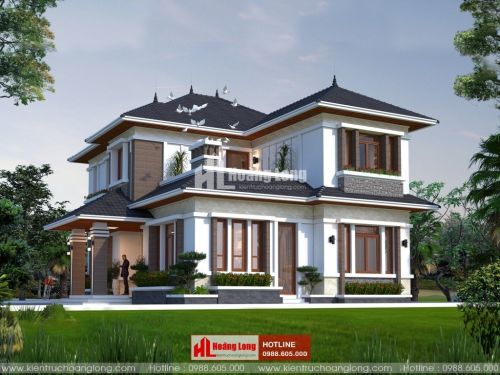 Thiết kế biệt thự 2 tầng mái Nhật tại Gò Công HL50978